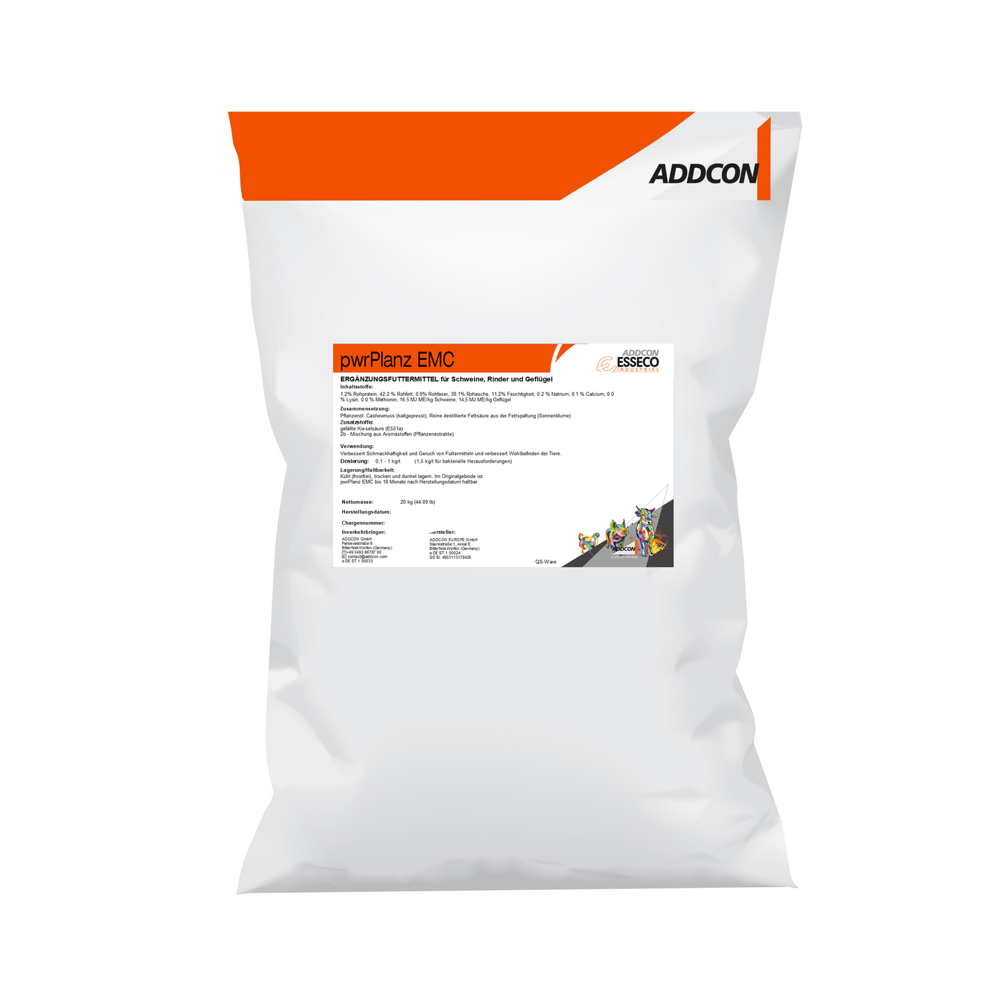 ADDCON pwrPlanz® EMC Ergänzungsfuttermittel für Milchkühe und Kälber in der Originalverpackung